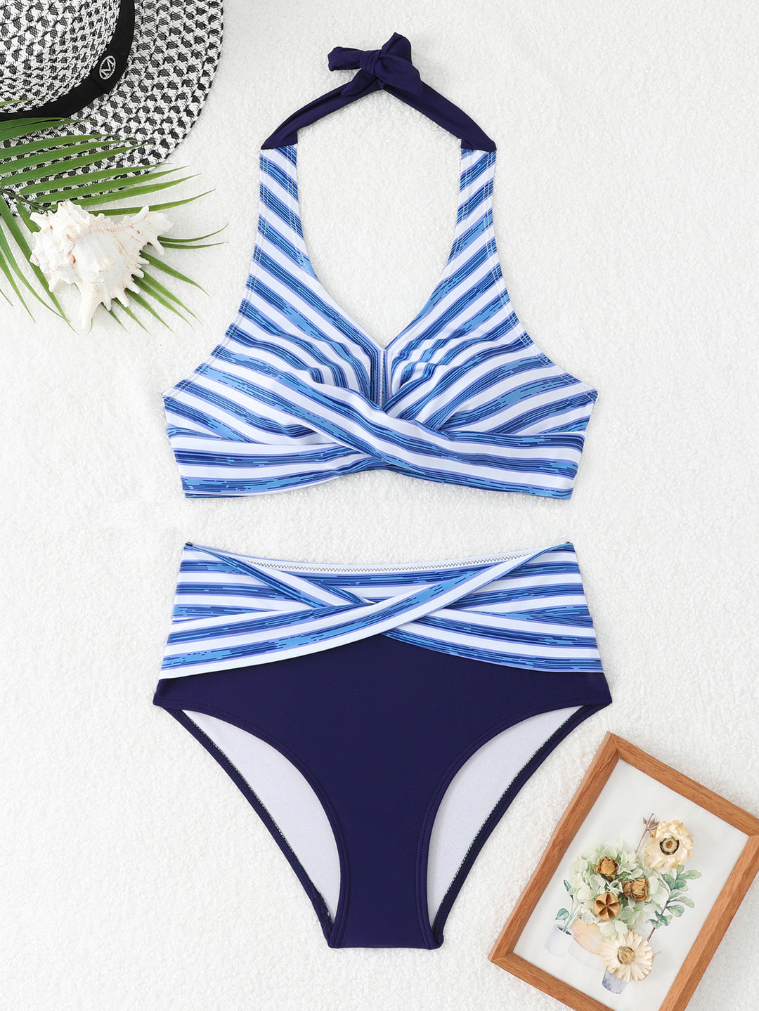 Damer sporty bikini sæt med højskåret talje Skovae