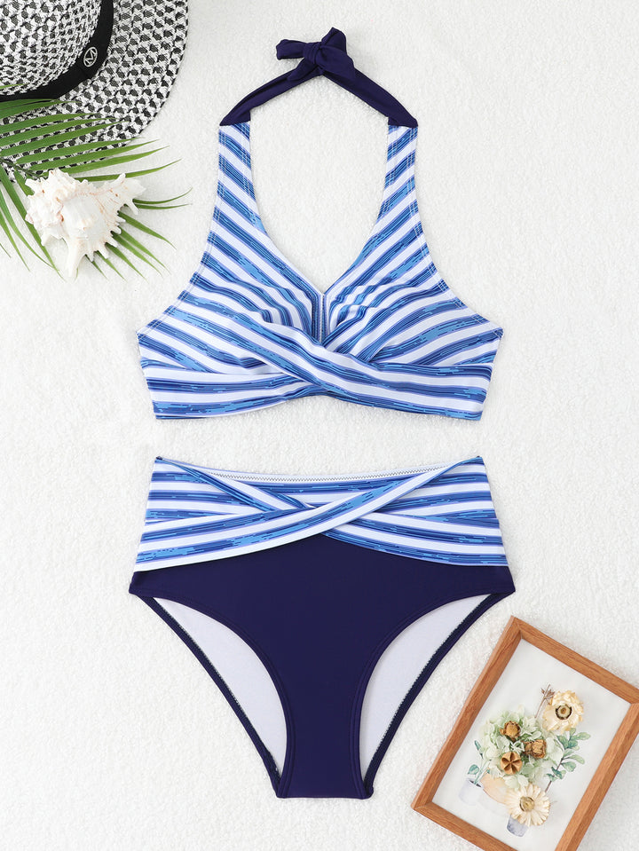 Damer sporty bikini sæt med højskåret talje Skovae