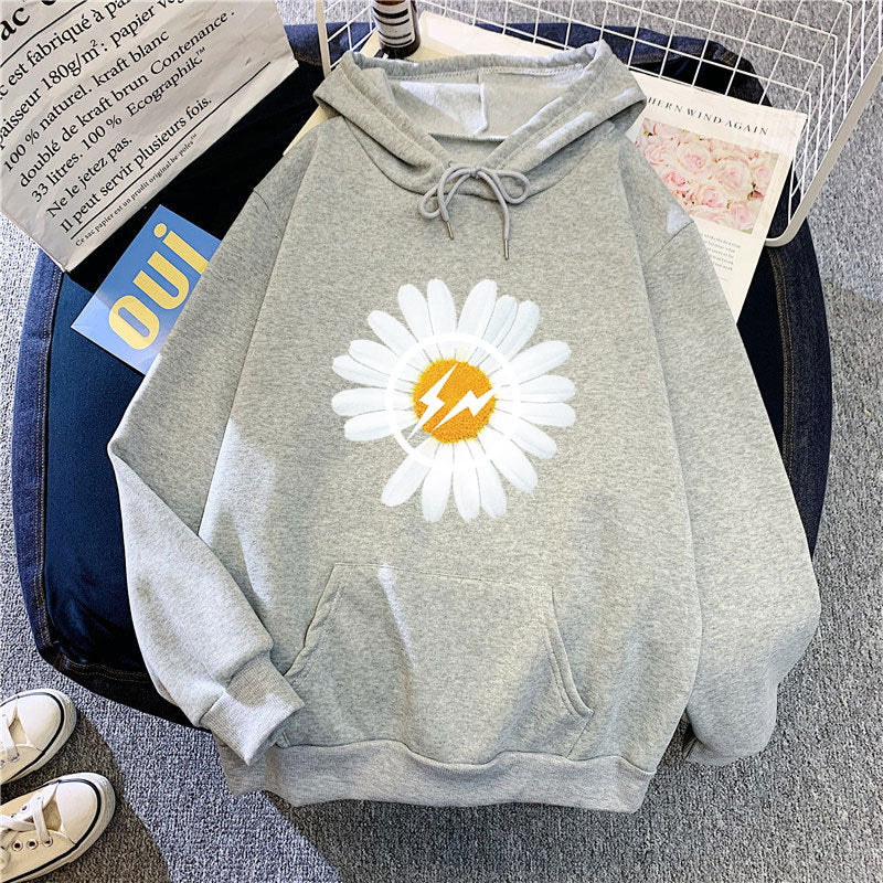 Dame hoodie med blomsterdesign Skovae
