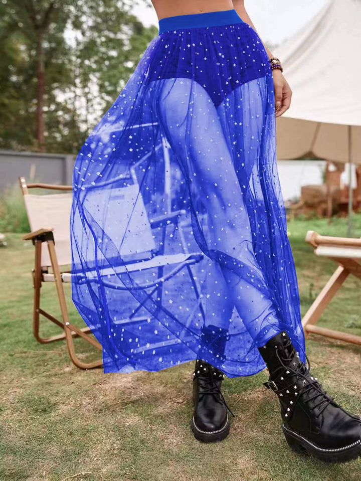 Dame transparent nederdel med glitrende stjerner Stilla