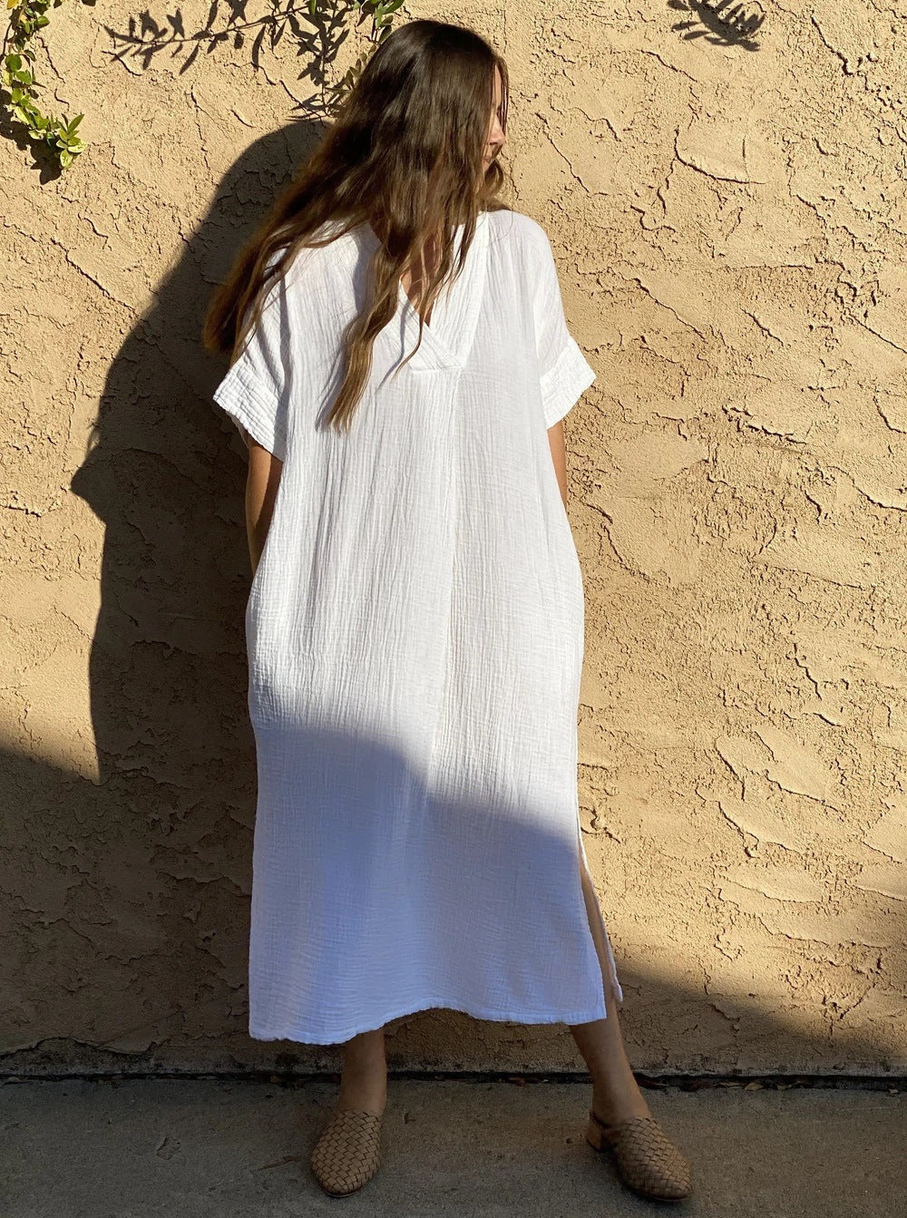 Damer casual maxikjole i let muslin med sideslids Stilla