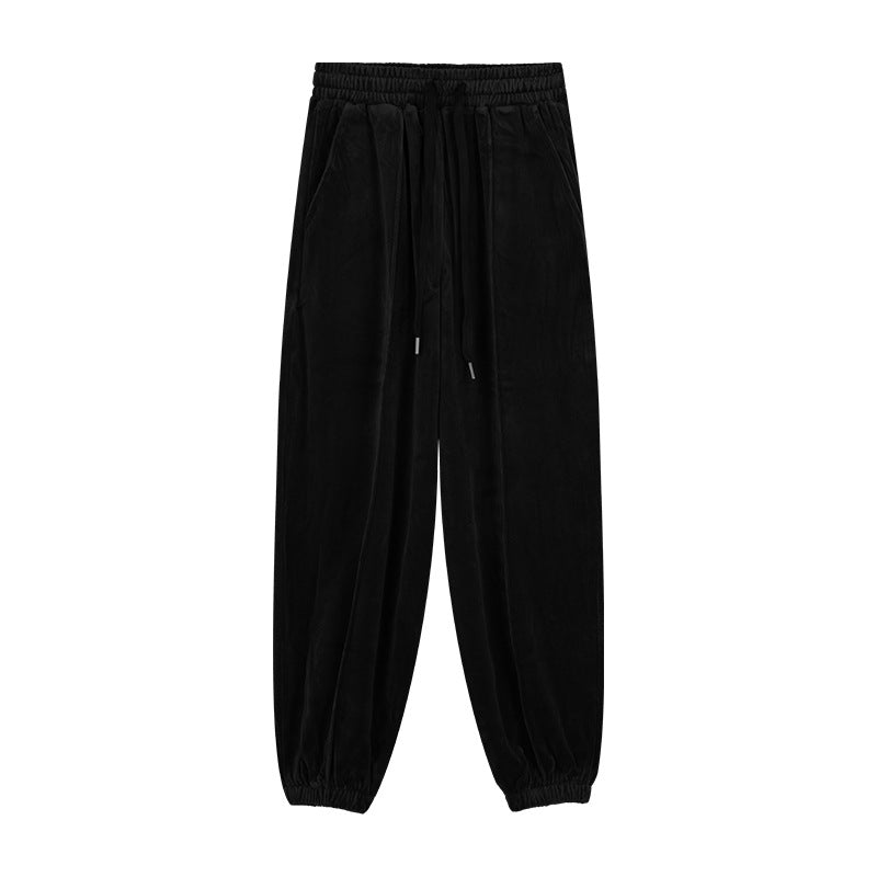 Dame behagelige sweatpants lavet af blødt velourstof med elastisk talje og snoretræk Stilla