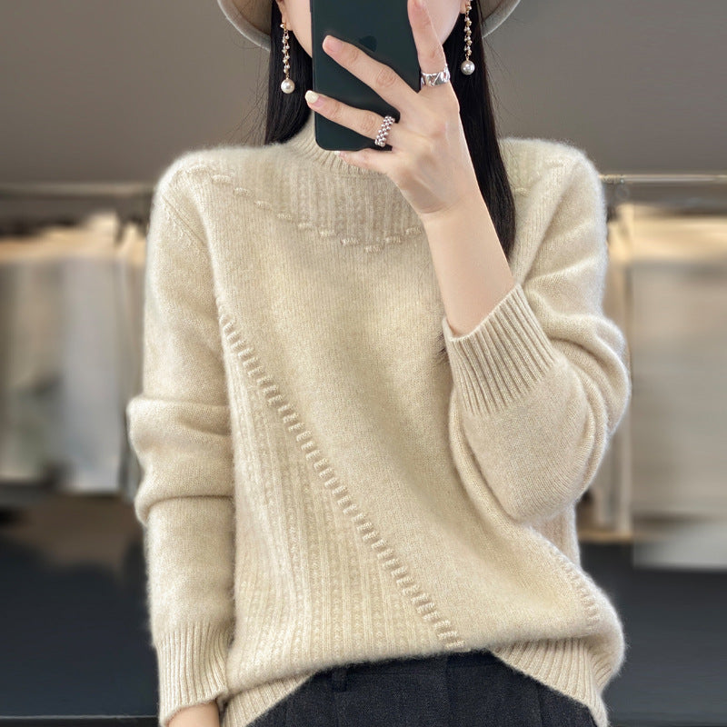 Kvinders strik sweater med struktureret krave og asymmetrisk snit Stilla