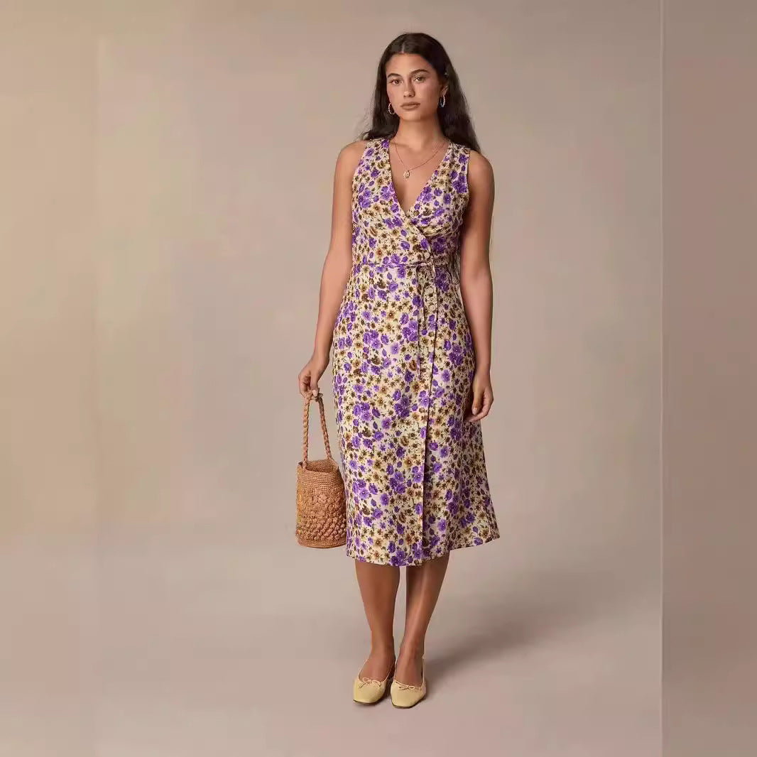 Dame wrap kjole med blomstret design og elegant taljering Stilla