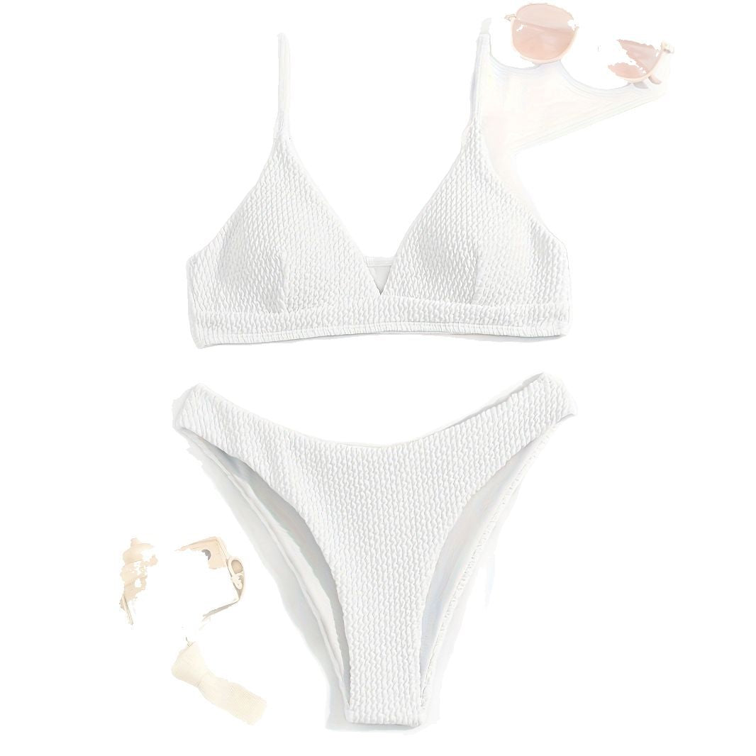 Dame Triangle-Bikini med struktur og smalle stropper Skovae