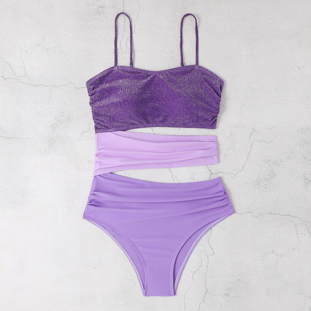 Dame Glitrende Bikini med asymmetrisk design og justerbare stropper Stilla
