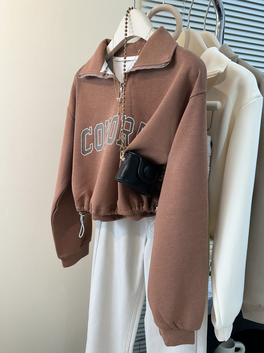 Femme Cropped Quarter-Zip Sweatshirt Stilla