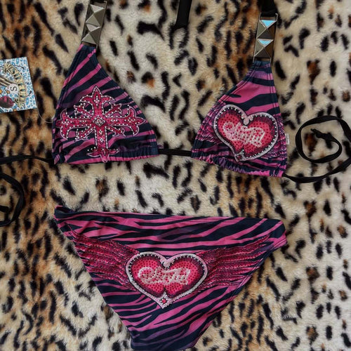 Damer Triangel-Bikini med dekorationer Skovae