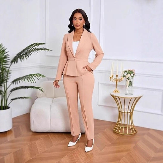 Kvinder elegant peplum blazer og bukser sæt Stilla