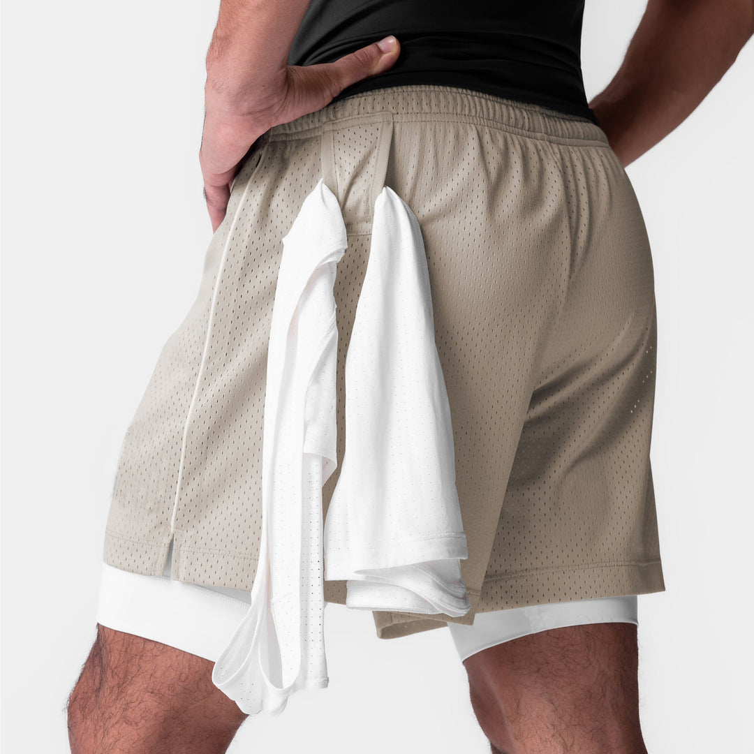 Herrer Sporty Mesh-Shorts med integreret undertøj og praktiske lommer Stilla