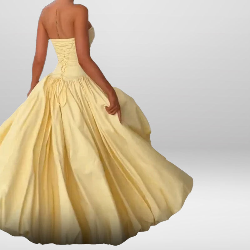 Dame Høj Kvalitet Bandeau Maxi Kjole med Elegant Slids og Voluminøs Nederdel Stilla