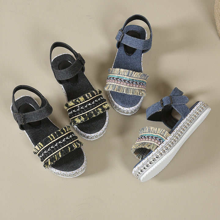 Dame Plateau-sandaler med komfortable stropper og dekorativ perleudsmykning Stilla