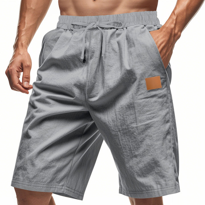 Herrer nano lette fritids-Bermudashorts med elastisk talje, snøre og diskret læderapplikation Skovae