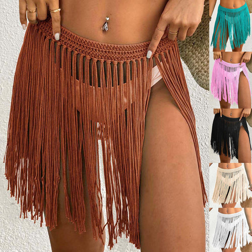 Femme Hæklet Frynse Strand Sarong Vikle Stilla