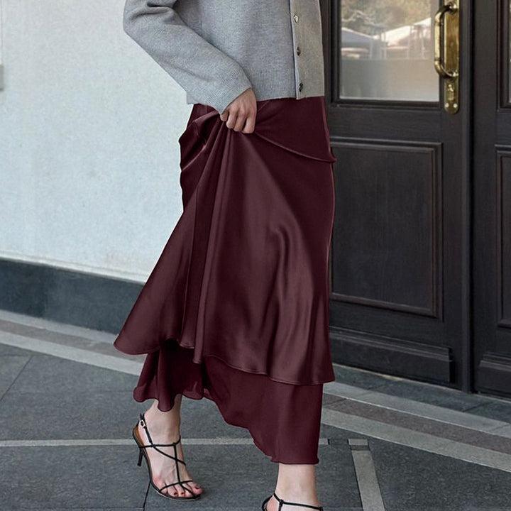 Dame Elegant Maxi-nederdel af flydende stof med asymmetrisk kant Stilla