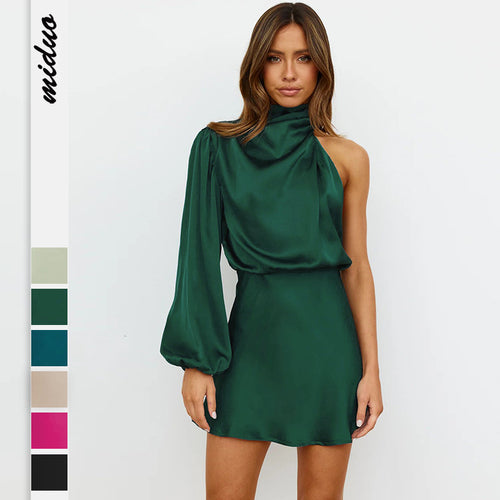 Dame elegant minikjole med asymmetrisk overdel og raffinement Stilla