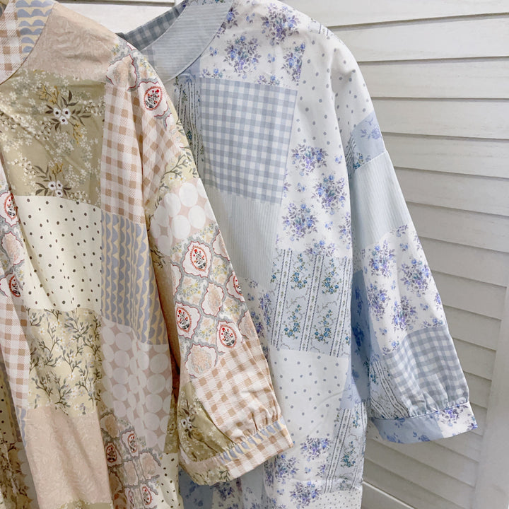 Femme Patchwork Design Bluse Stilla