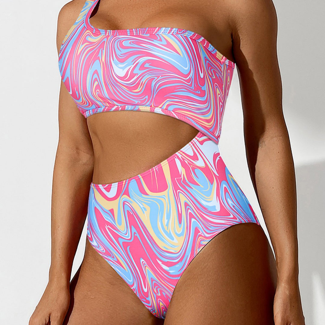 Dame bikini-sæt med asymmetrisk top og høj udskæring Stilla