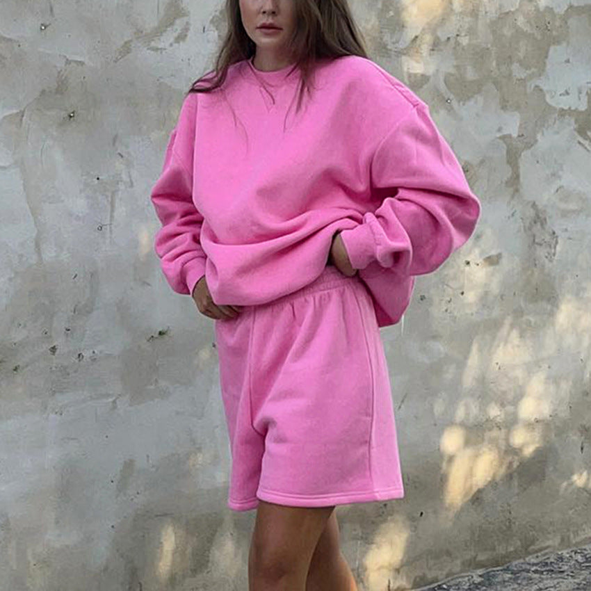 Dame Sporty Sweatshirt- og Shorts-Sæt med hyggeligt materiale Stilla
