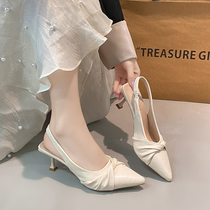 Dame Elegant Spids-TOE Slingback Hæle med dekorativ knude Stilla