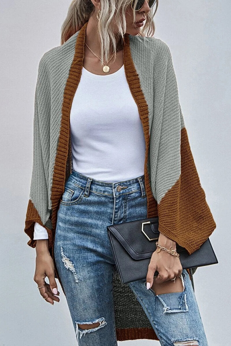 Stilla | Boho farveblok cardigan med vide ærmer