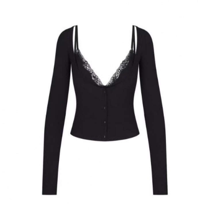 Dame Langærmet bodysuit med spidsedetalje Stilla