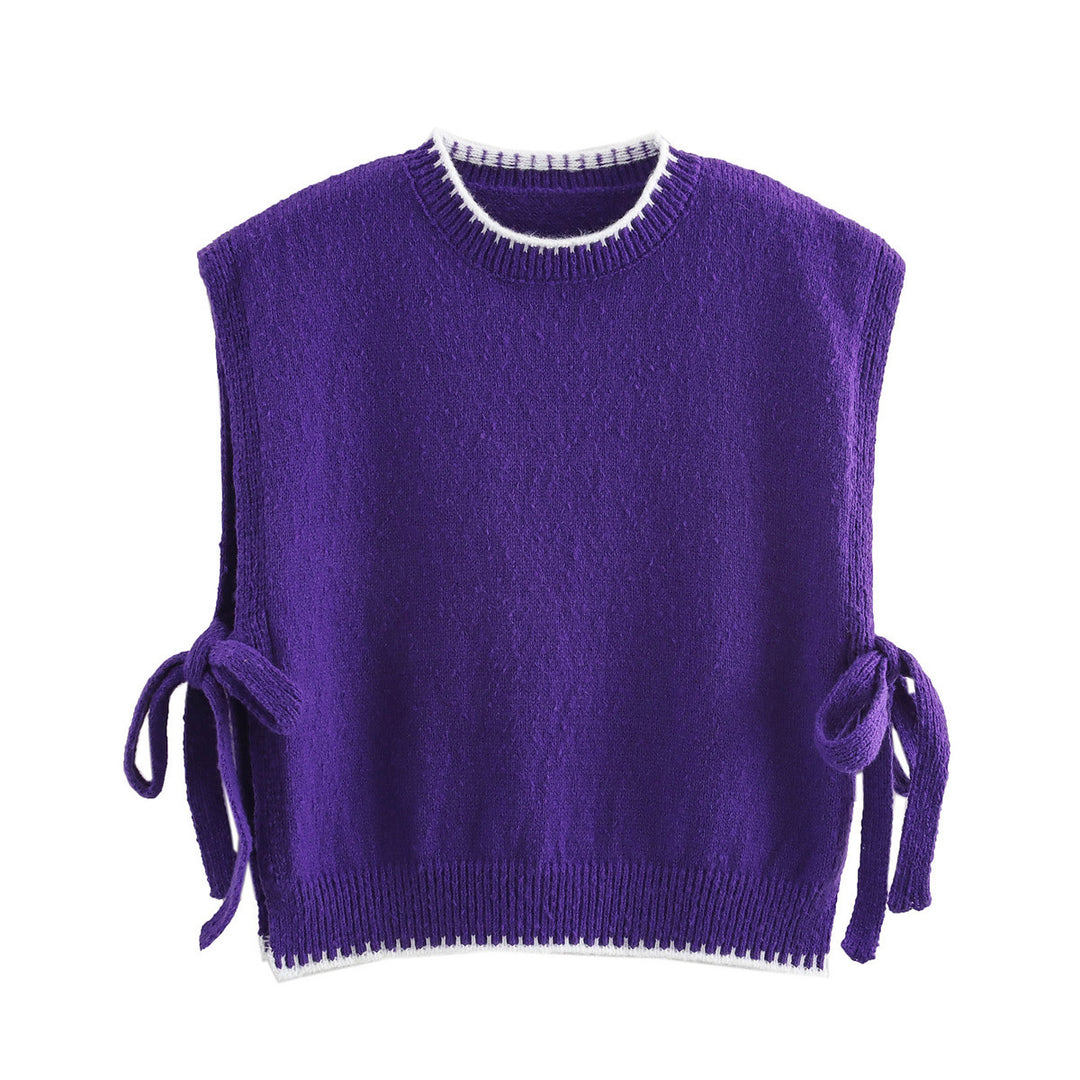 Dame Casual Strik Uden Ærmer Sweater med Justerbare Bånd Stilla