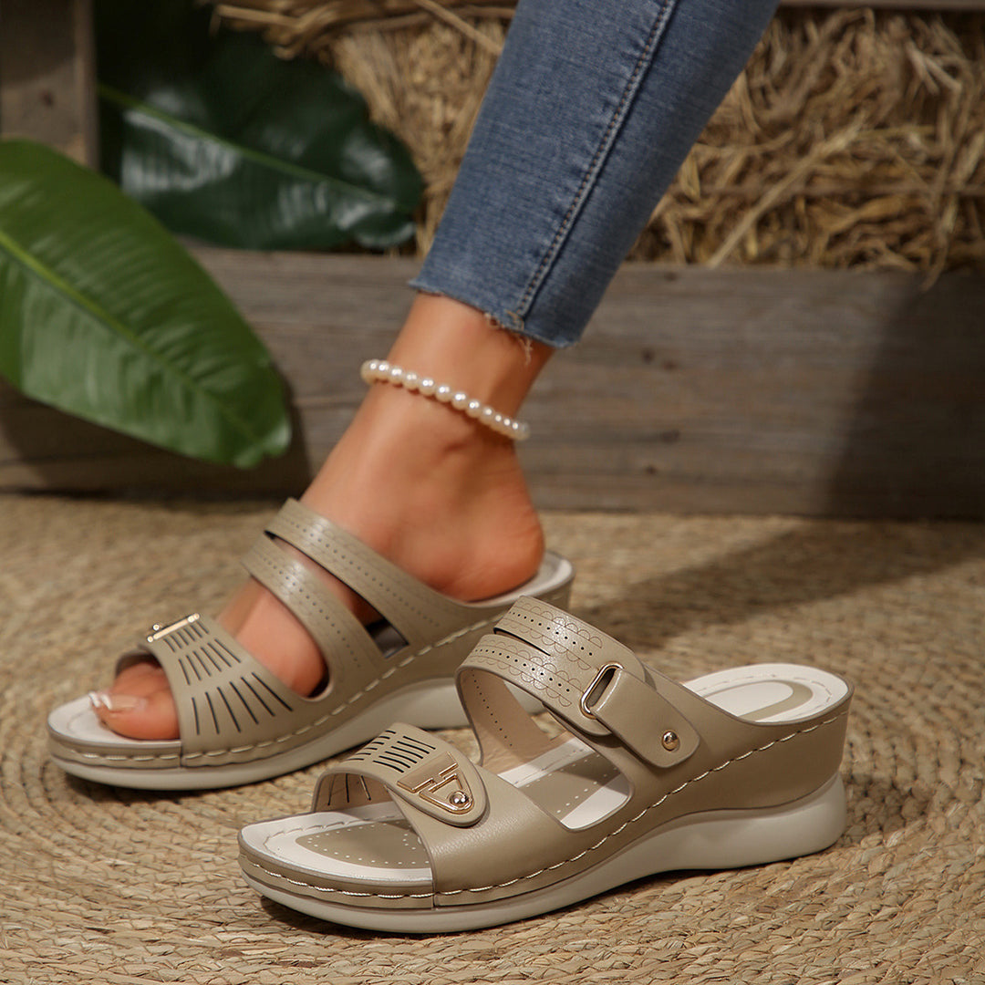 Dame Wedge-sandaler med justerbare stropper og ortopædisk fodseng Stilla