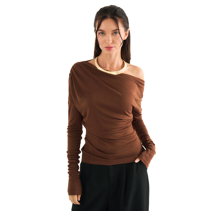 Femme Draped Off-Shoulder Langærmetop Stilla
