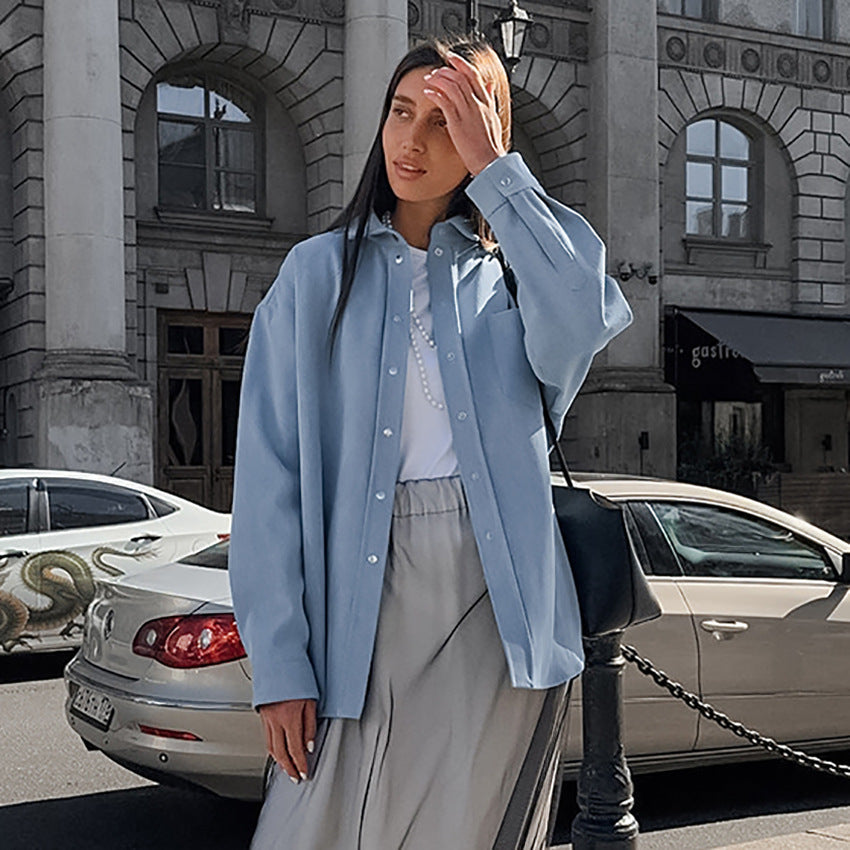 Dame Oversized Skjorte med praktiske lommer og skjult knaplukning Stilla