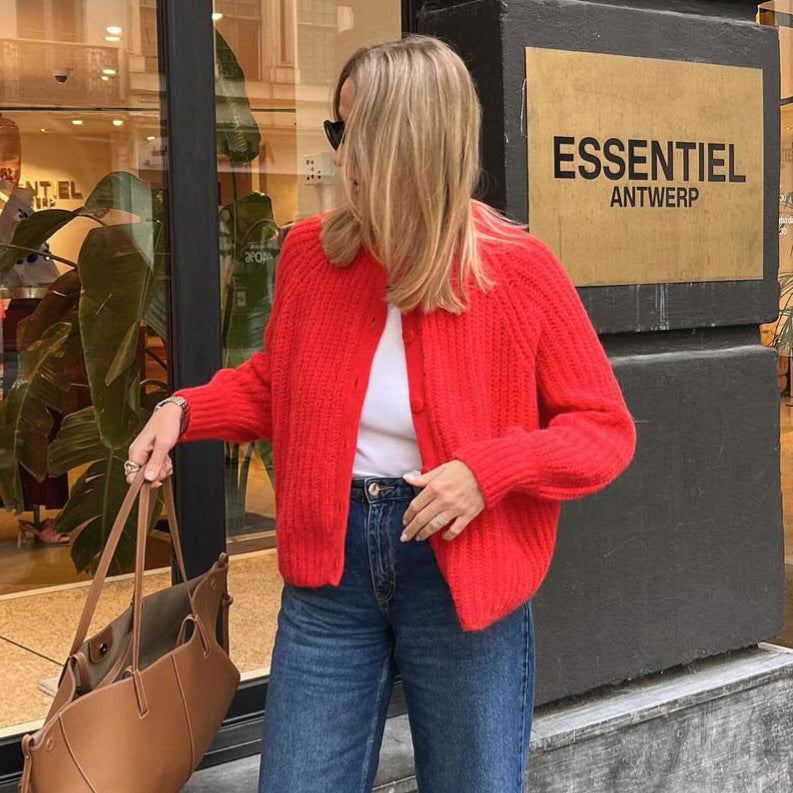 Kvinder hyggelig cardigan med vertikal rib struktur og store knapper Stilla