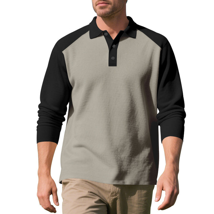 Herrer langærmet polo shirt med sportligt raglan-design og komfortabel pasform Stilla
