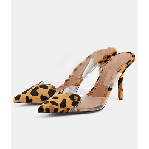 Femme Transparent Leopardenmønster Hæl Mules Stilla