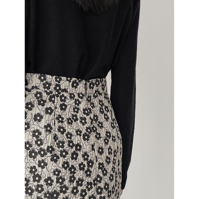 Dame Elegant Mini nederdel med blomstret design og høj talje Stilla