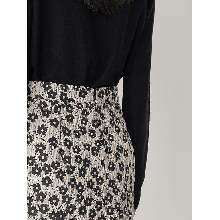 Dame Elegant Mini nederdel med blomstret design og høj talje Stilla