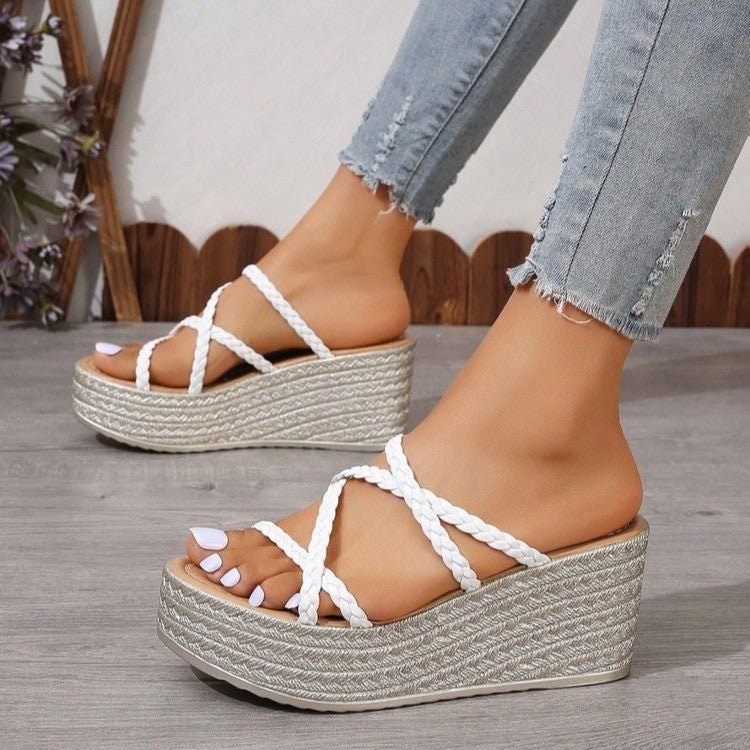 Dame platform-sandaler med flettet remdesign og moderigtigt hæl Stilla