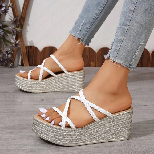 Dame platform-sandaler med flettet remdesign og moderigtigt hæl Stilla