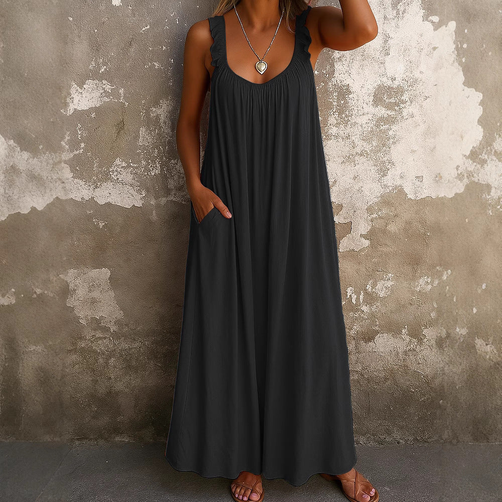 Dame Maxi-kjole med strapless pasform og luftig silhuet Skovae