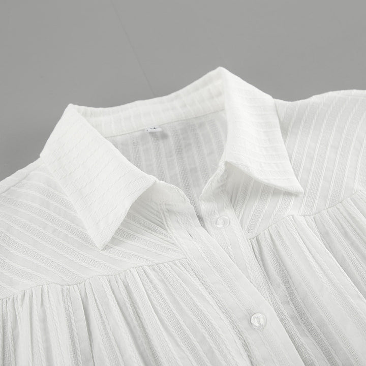 Dame Oversized Bluse med voluminøse ærmer og struktureret design Stilla
