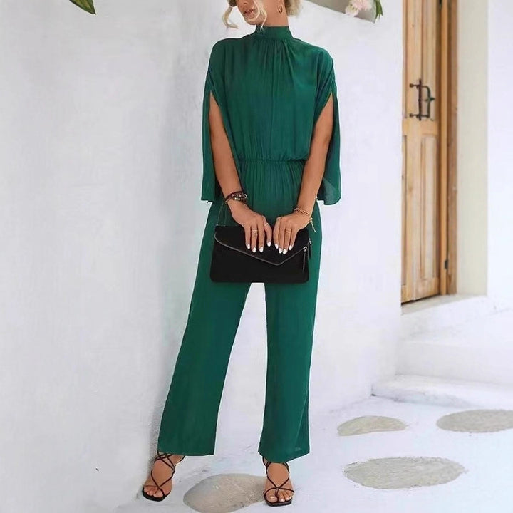 Dame elegant jumpsuit med vid ben og chiffonærmer Skovae