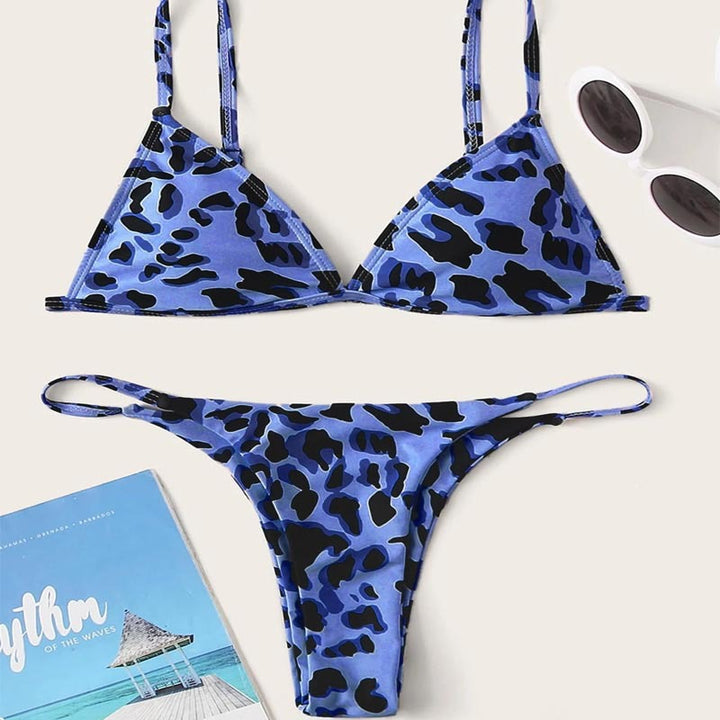Dame triangel-bikini med spændende leopard-design Skovae