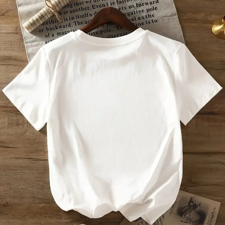 Dame T-shirt med sødt sløjfedesign og inspirerende citat Stilla
