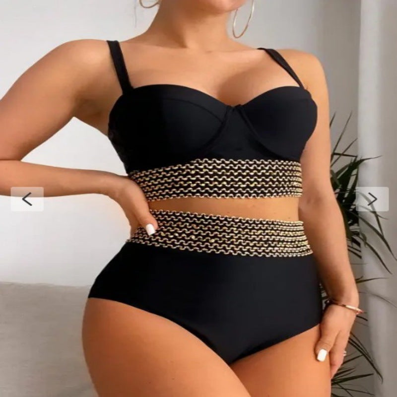 Dame Bikini-sæt med elegant Bustier-overdel og højt skåret underdel Stilla