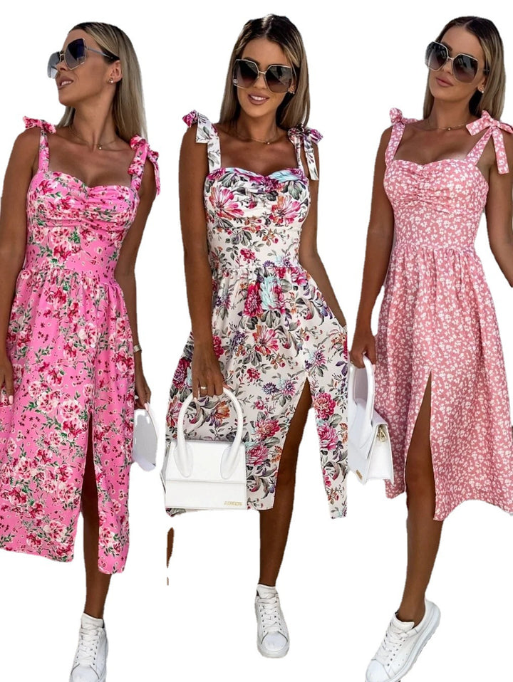Dame blomsterprint midi kjole Stilla