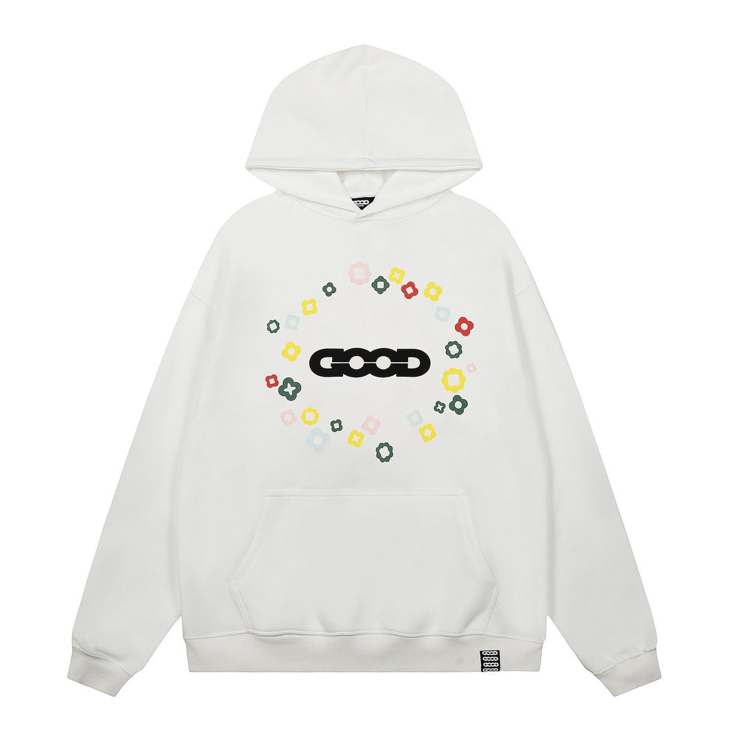 Kvinders hætte sweatshirt med kreativt blomstermønster Skovae