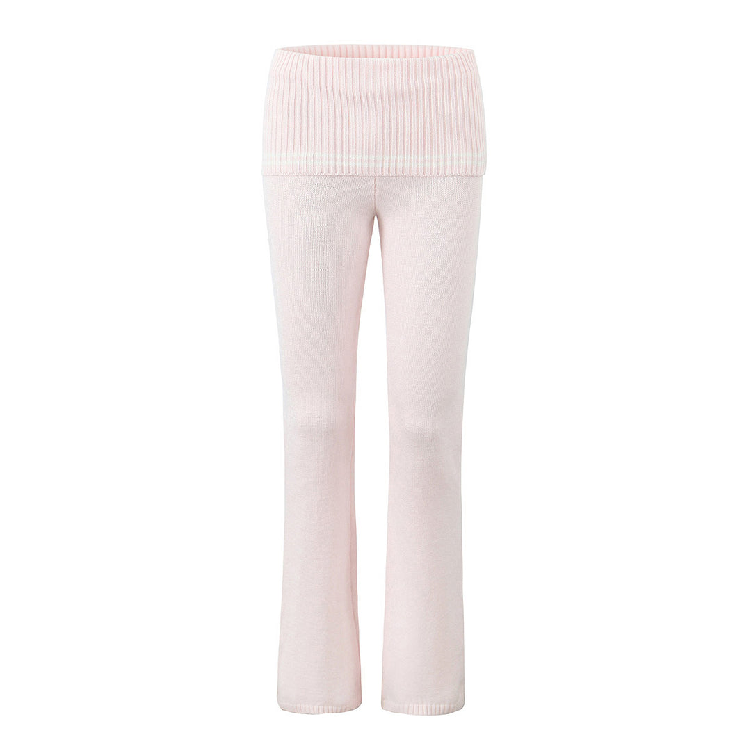 Dame Wide-Leg-Sportbukser med elastisk talje og fin ribstrik Stilla