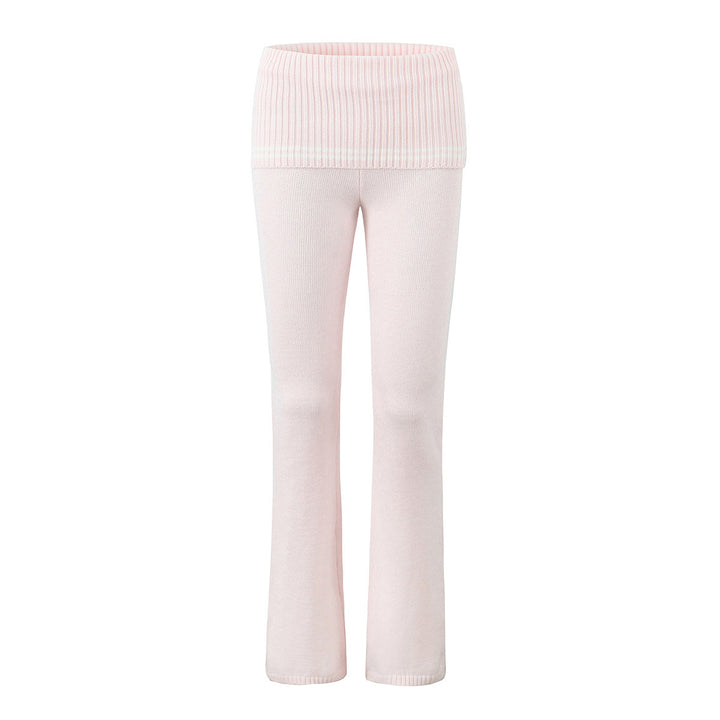 Dame Wide-Leg-Sportbukser med elastisk talje og fin ribstrik Stilla