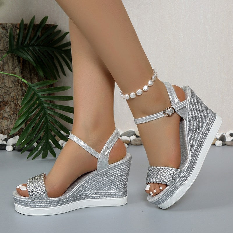 Dame Wedge-sandaler med elegant flet Stilla