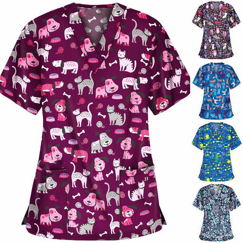 Dameblomster mønster Scrub Top Stilla