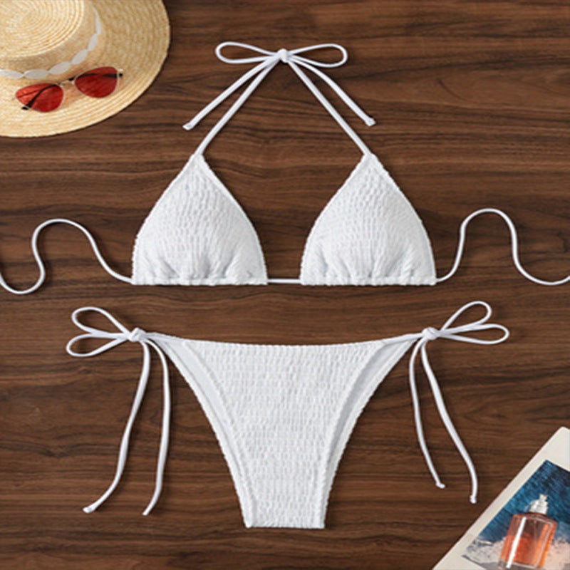 Dame Triangel-Bikini med ruflede detaljer og justerbare stropper Skovae